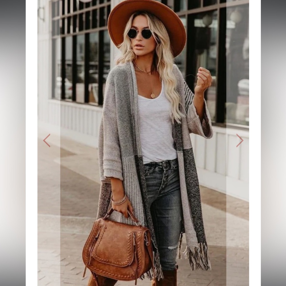 Loverich Plaid Fringe Women Sweater